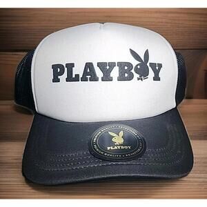 Lids Playboy Logo Mesh Snapback Trucker Hat Cap Adjustable